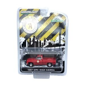 Greenlight 1987 '87 GMC High Sierra Illinois Public Works Pickup Truck Red 1/64